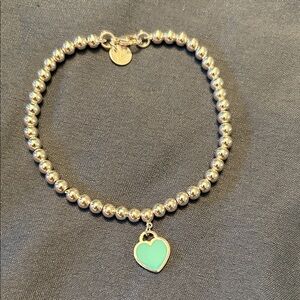 Tiffany & Co. Return to Tiffany Silver Bracelet with Turquoise heart Charm 4mm